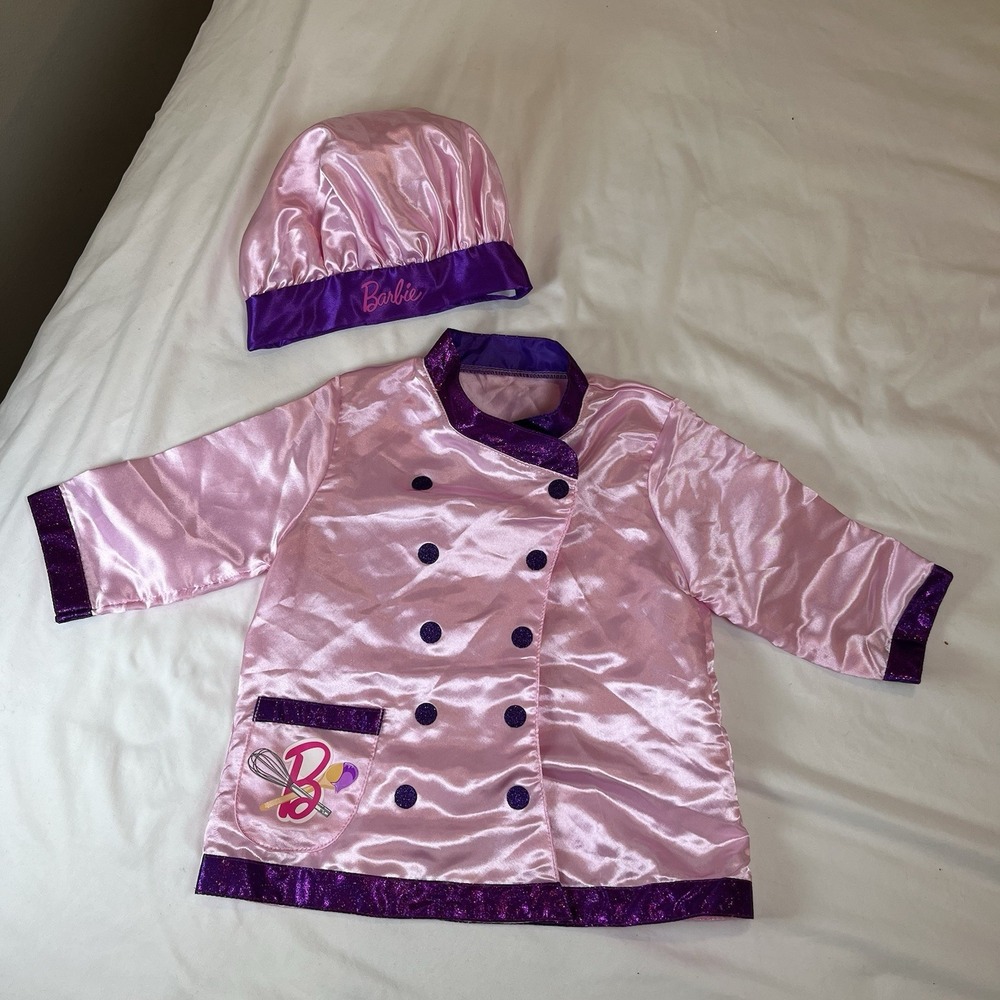 Barbie Chef Jacket‎ And Hat Child Size 4-6 Costume Halloween Pretend Play